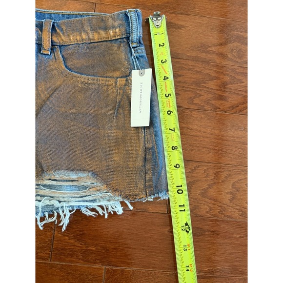 Anthropologie PILCRO Devon Rins Jean Shorts COATED EDITION Sz 27 Metallic Bronze - Picture 12 of 14